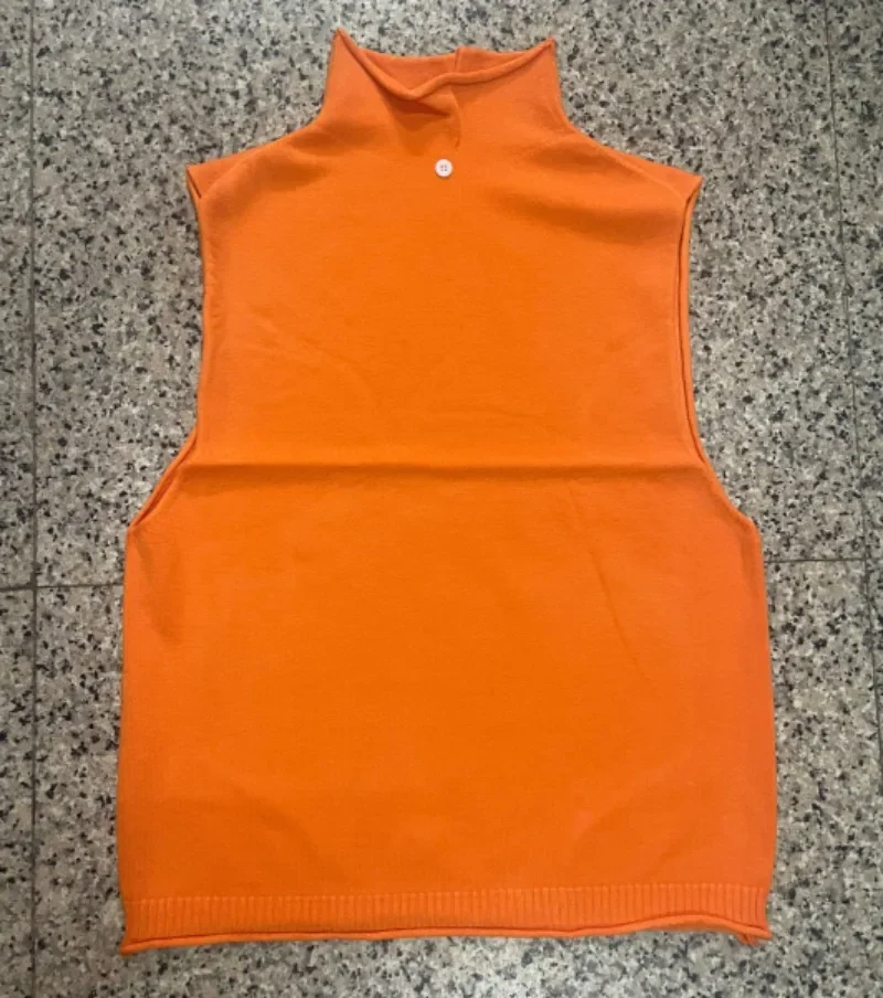 Spring And Autumn Women's Turtleneck Knitted Sweater Sleeveless Pullover Vest Loose Fashion Versatile Western Style Top