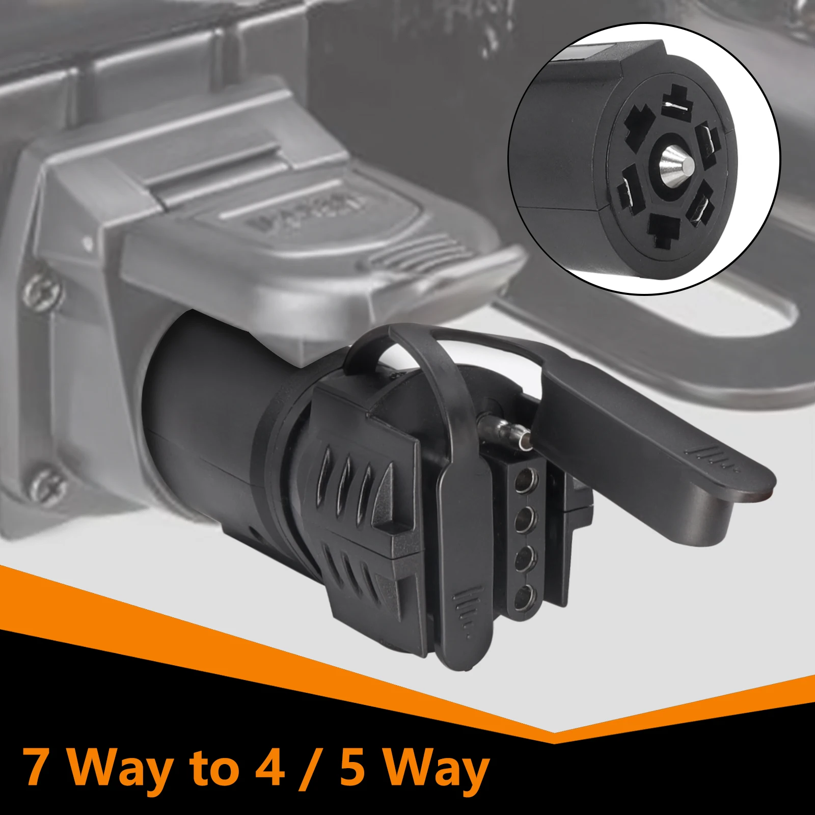 7 Pin Blade to 4 Pin 5 Flat Trailer Adapter Wiring Light Plug Caravan RV Tow Truck Boat Adapters Connector Dust-proof Cover