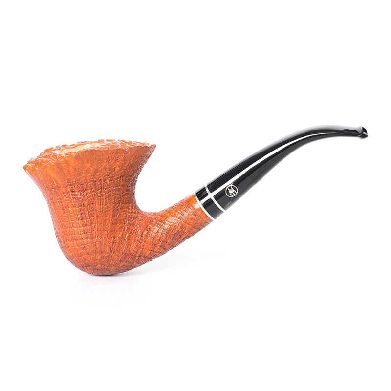 Se2fc3a9aa19846fdbe27450a71b128b4U Handgeschnitzte Briarholz-Sandgestrahlte 9-mm-Tabakpfeife mit Burl