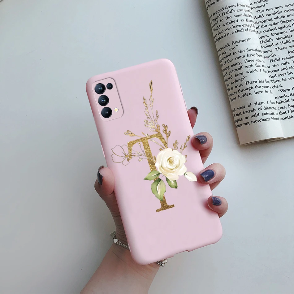 For OPPO Find X3 Lite Case Flower Alphabet Letters Capa Bumper Phone Back Shockproof TPU Soft Cover For OPPO Find X3 Lite Fundas cases for oppo cases