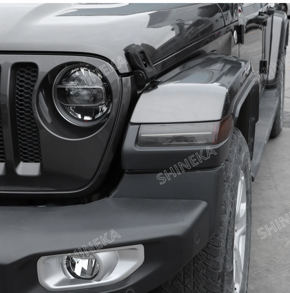 SHINEKA ABS Vorderrad Augenbraue Licht Lampe Dekoration Abdeckung für Jeep Wrangler JL Gladiator JT 2018-2022 Außen Zubehör – Detail 6