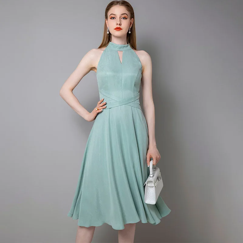 

High end ladies' gentle dress women's new summer temperament small fresh sleeveless umbrella skirt