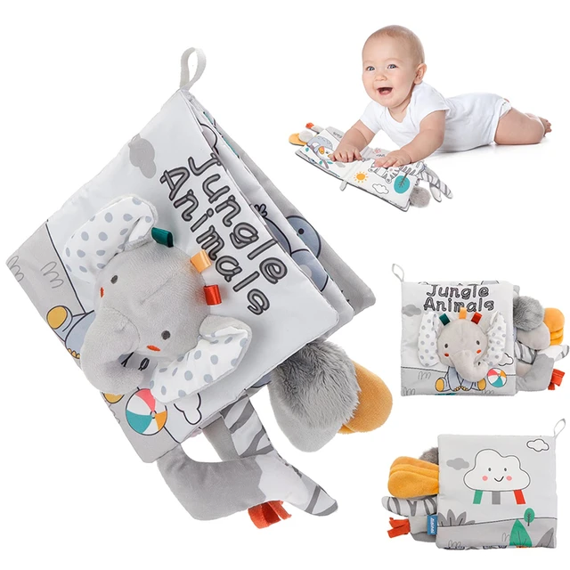 Libro de tela sensorial para bebé, suave, 3D sensación táctil, alto  contraste, cochecito de aprendizaje temprano, juguetes para niños pequeños  de 0 a 12 meses - AliExpress
