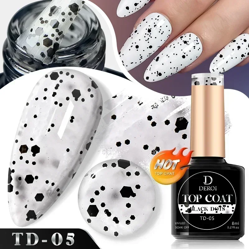 Hot 8ml Clear No Wipe Dot Top Coat Matte Glitter Flash Top Coat Manicure Aurora Flake Topcoat Seal UV Gel Polish for Nail Art 2