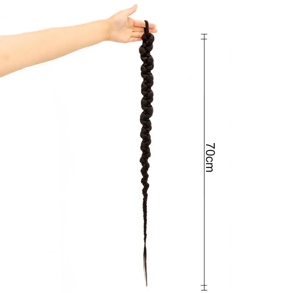 Women Wig Realistic Smooth Soft Natural High Stretch Hairband Hair Styling Increase-hair Volume Long Boxing Braid Pigtail Wig