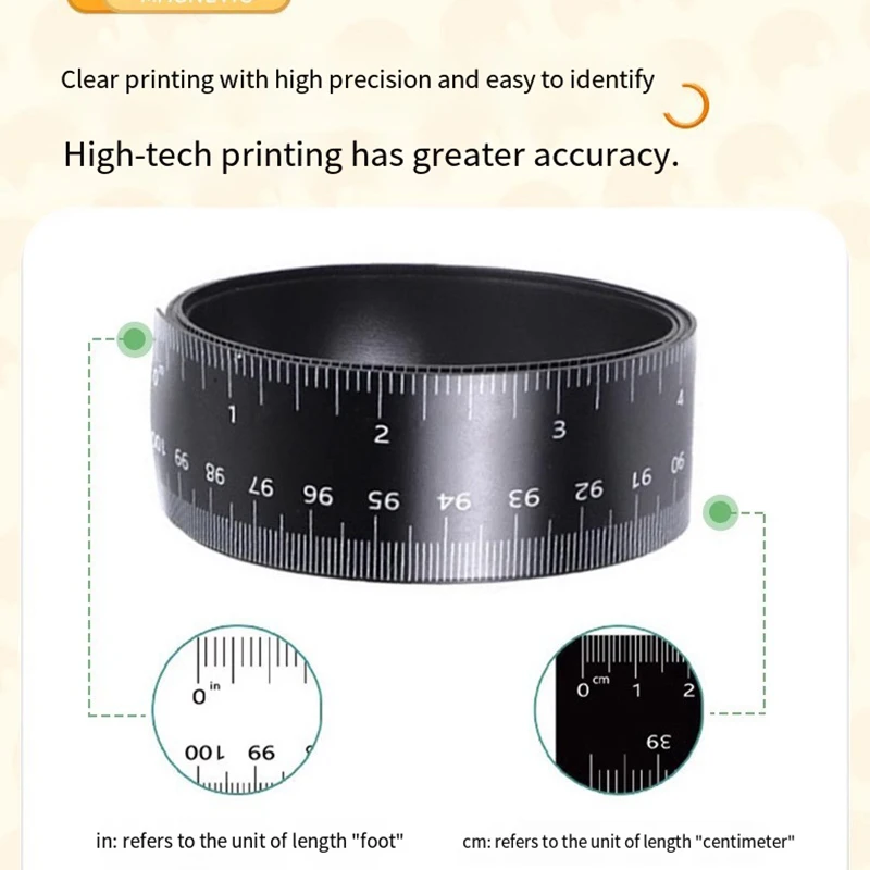 Magnetic Flexible Measuring Tape with Inches and Centimeters - 39.37 Inch Length