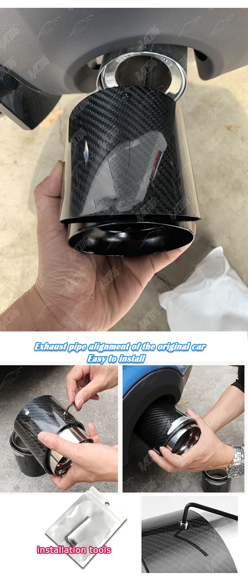 ミニクーパー用カーボンファイバーエキゾーストサイレンサーのヘッド ミニクーパー用カーボンファイバーエキゾーストサイレンサーのヘッド