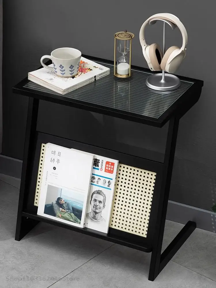 Side Table Small Coffee Table Bedside Sofa Side Cabinet Changhong Glass Square Tea Mini Corner