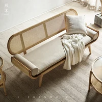 Solid Wood Rattan Sofa Chair – Nordic Designer Double or Triple Chair for Small Apartment Living Room - Image 2