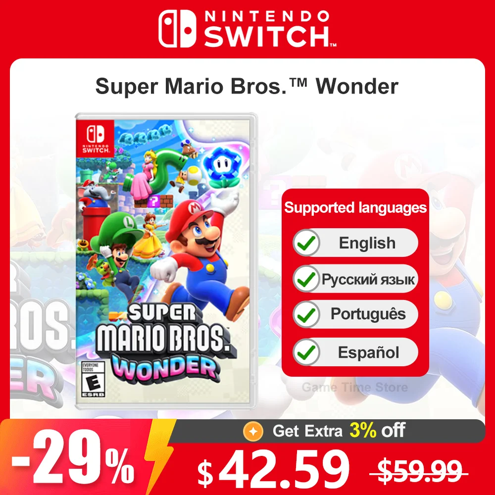 슈퍼 마리오 브라더스 Wonder 닌텐도 스위치 게임 100% 새로운 물리적 게임 카드, 플랫폼 장르, 스위치 OLED용 멀티플레이어 지지대
