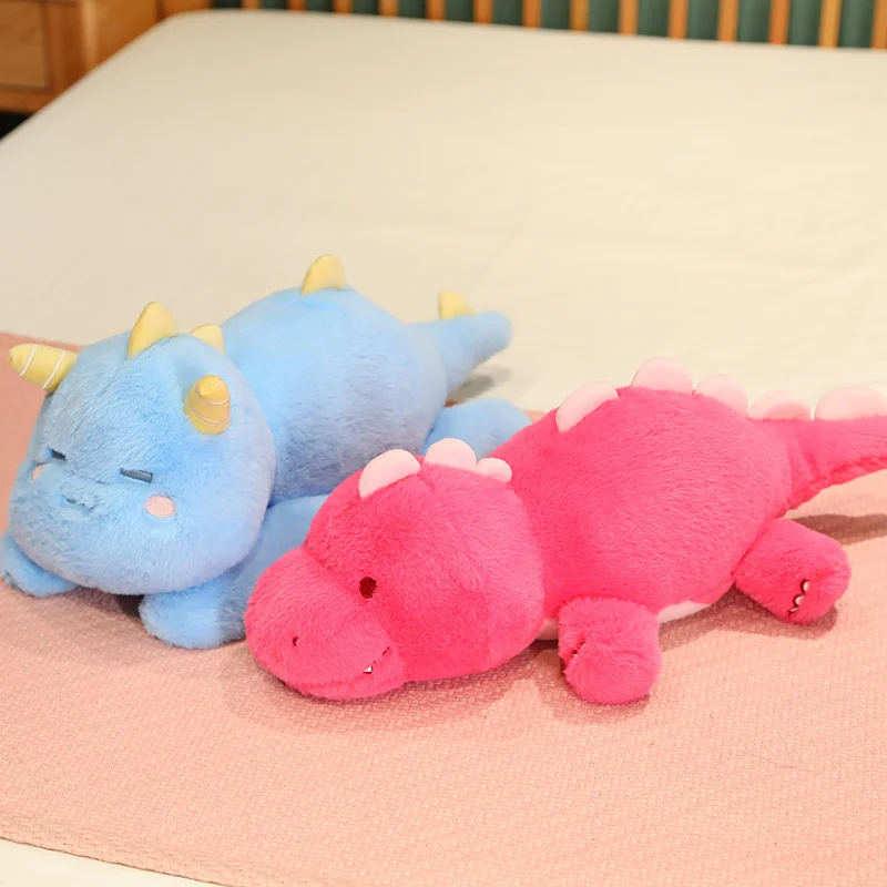 Kawaii Cartoon Lazy Lying Dinosaur Plush Pillow Toys Soft Stuffed Anime Animals Dino Doll for Kids GirlsHalloween Christmas Gift