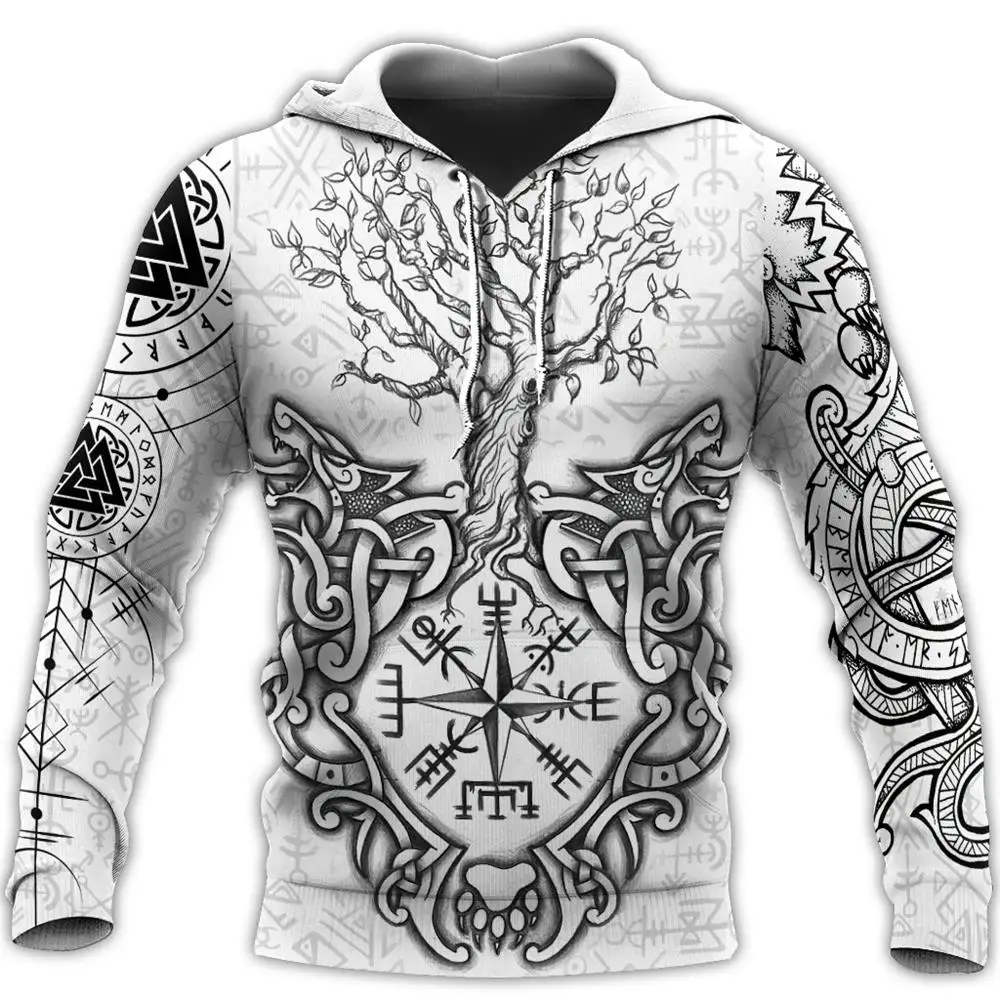 Men's Sweatshirts 3D Print Vikings Classic Wolf Men's Hoodies Jacket Spring Autumn Fashion Pullovers Hip Hop Punk Oversized Clo
