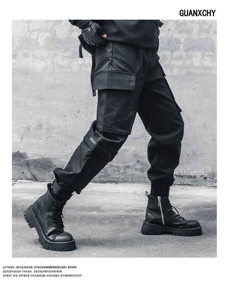 Description Picture 4 of itemPFNW Men's Chic Trendy Loose Tactical Leggings Darkwear Functional Outdoor Multi Pocket Cargo Pants Tide Punk Overall 12Z4826