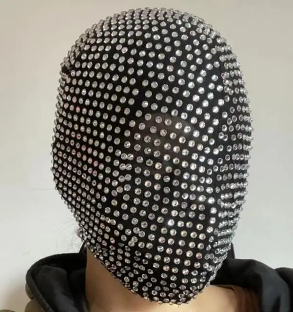Mirror mask Head Cover Nightclub DJ dance Rivet Rhinestone Headgear Bar Dance Party Wear