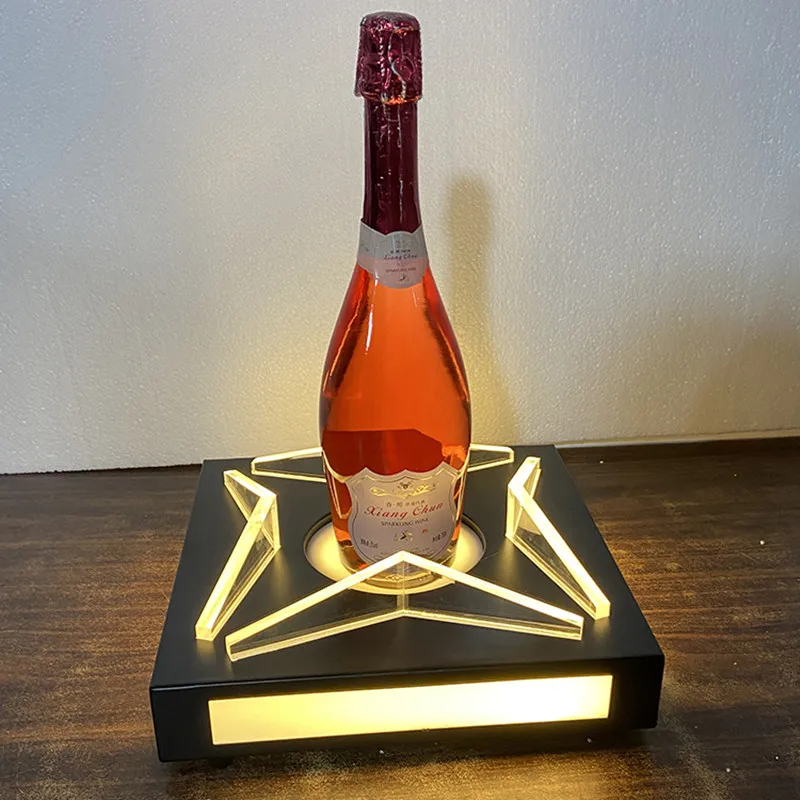 Rechargeable Champagne Bottle Presenter LED Wine Rack Holder Cocktail Whisky Tray Base Display For NightClub KTV Bar Party