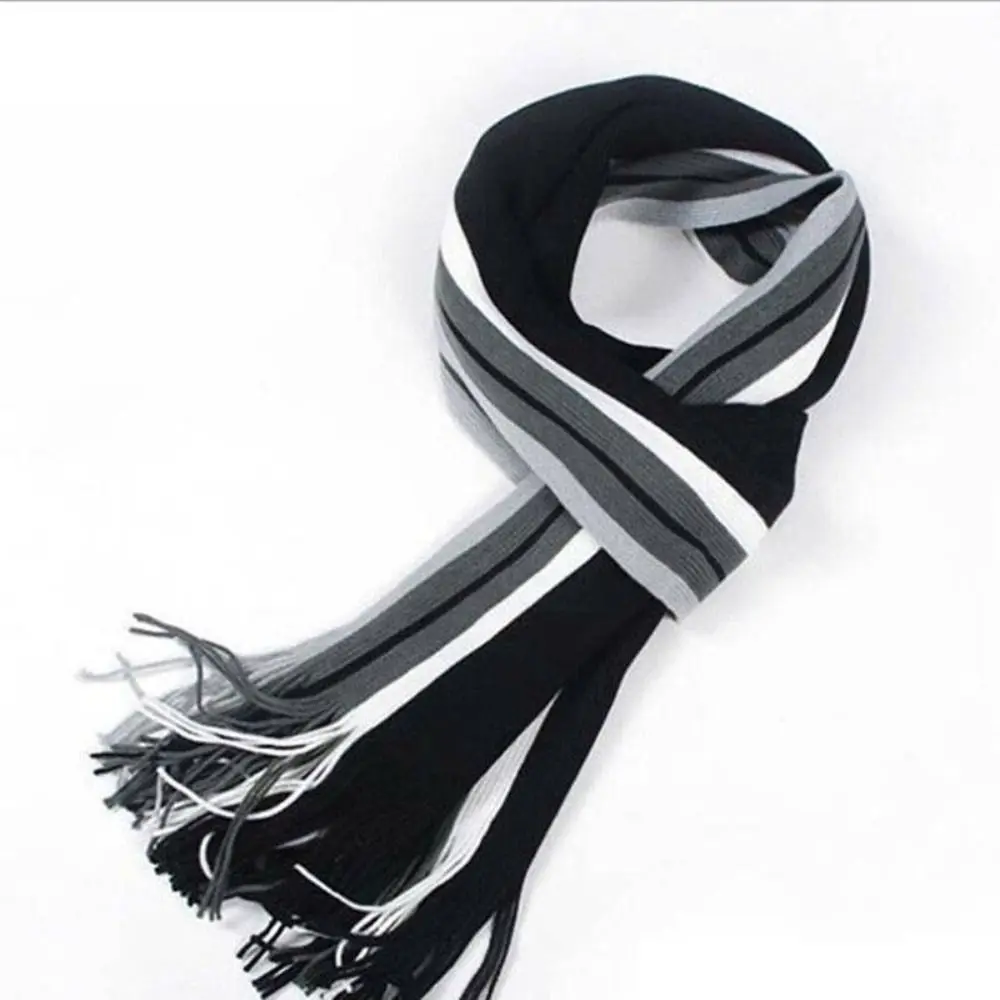 Fashion Cashmere Men Striped Scarf Casual Thicken Winter Long Shawl Neck Warm Tassel Stole Soft Neck Wrap Nice Gift