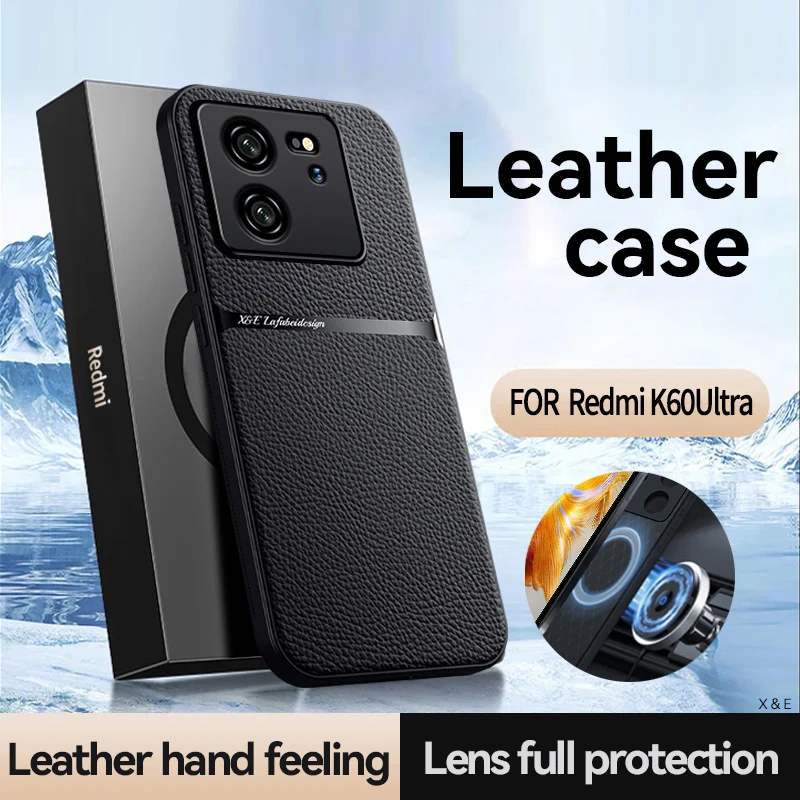 

For Xiaomi 13T Pro Case Magnetic PU Leather +TPU Edge Ultra-thin Drop-proof Camera Protection Cover For Redmi K60 Ultra