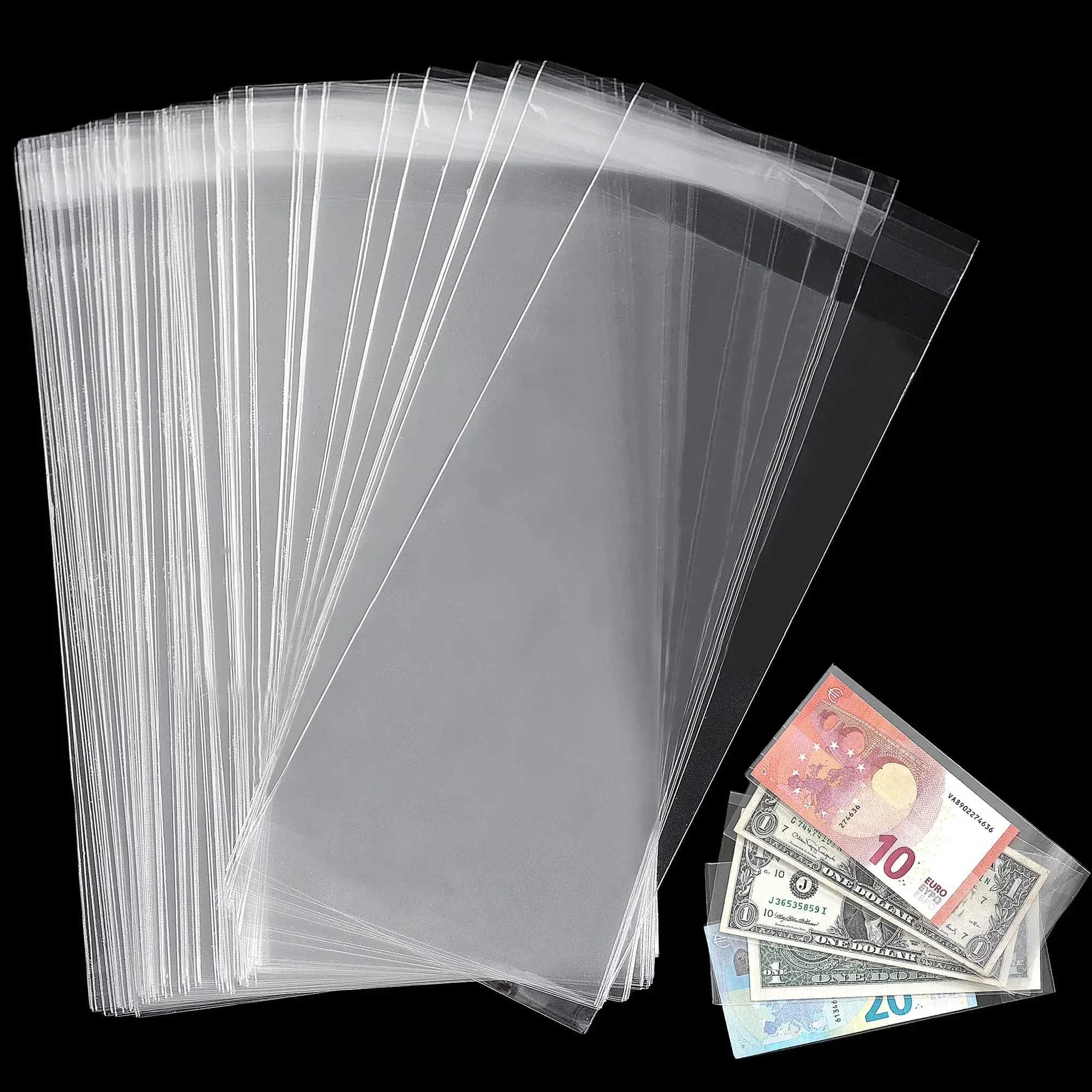 PP Material Transparent Banknote Sleeves Protective Bag Banknote Collection Organiser for Collecting and Storing 100pcs