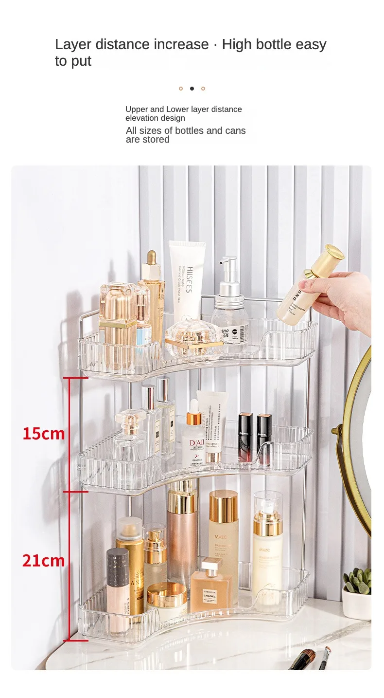 Corner Rack For Bathroom Vertical Washstand Large Capacity 3-layer Skincare Organizer  Perfume And Fragrance Shelt 5