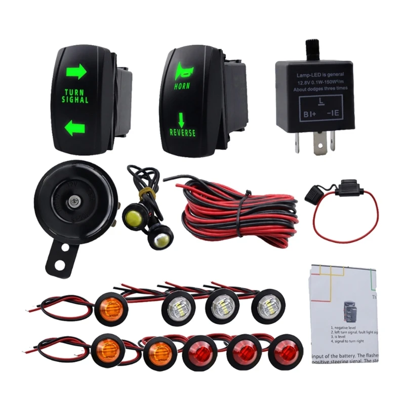 

Industrial Grade ATV UTV SXS Turn Signal Kits Turn Signal Kits with Horn Flasher Waterproof for Better Visibility H7JD