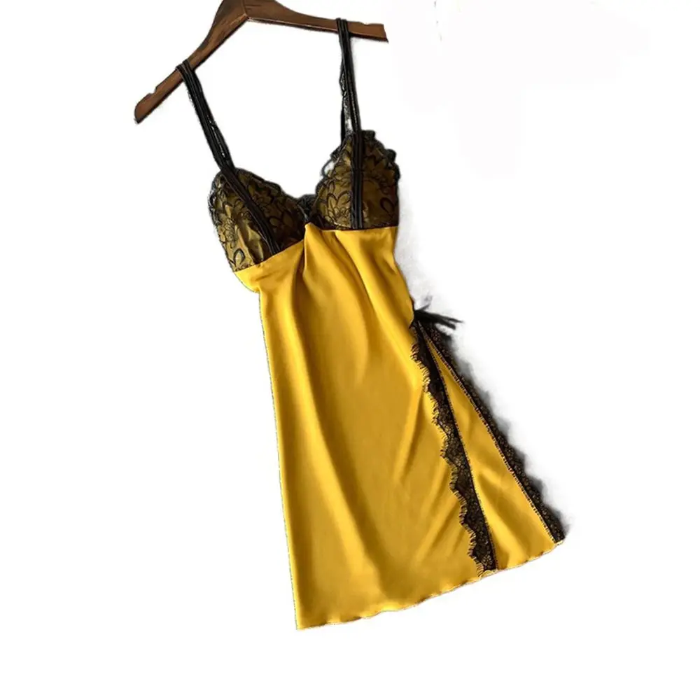 

Lace Silk Nightgowns Suspenders Sleepwear Breathable Sleeping Dress Spaghetti Strap Nightdress Summer Pajamas Women Nightwear