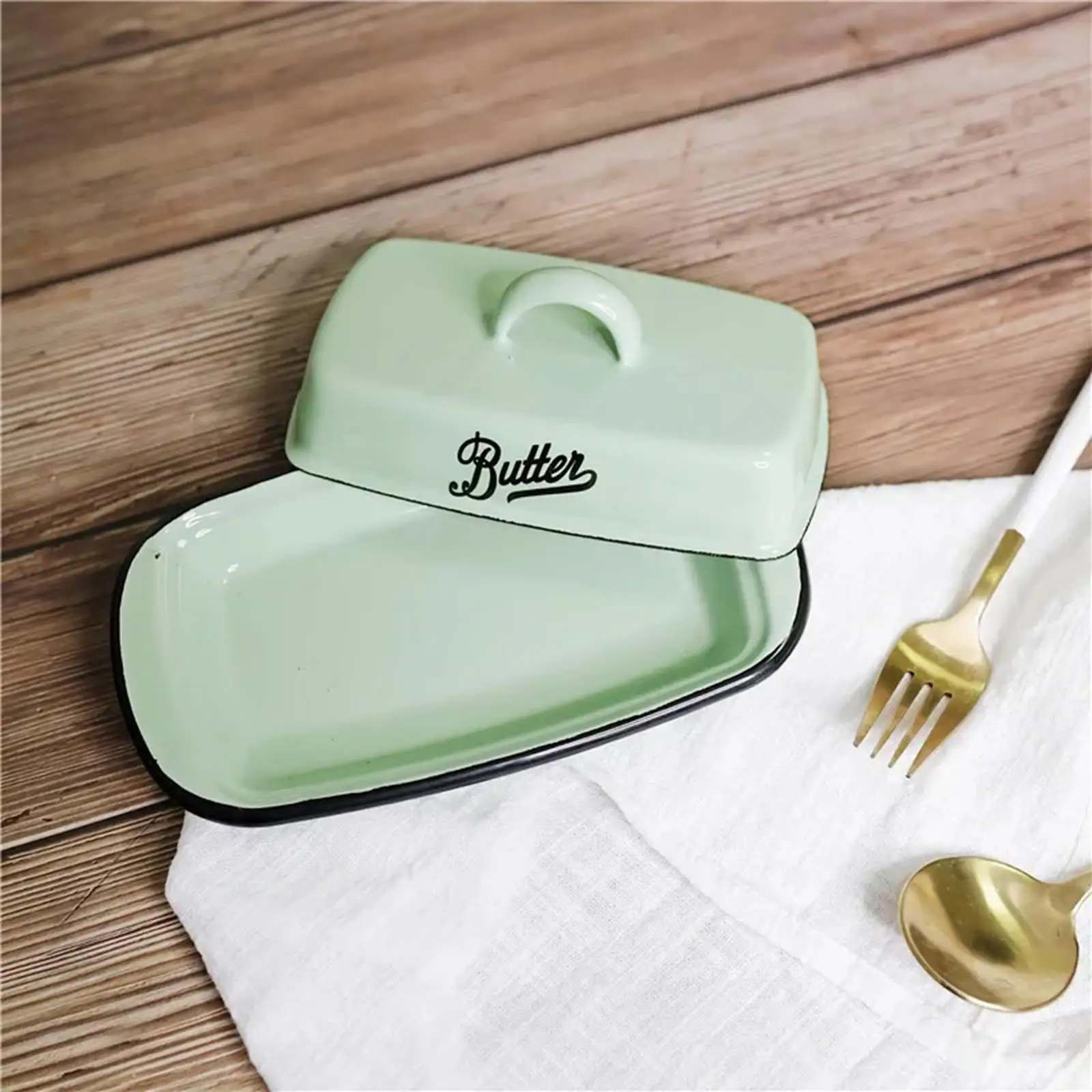 Ceramic Butter Dish with Lid Rectangular Sealable Cheese Storage Box Butter Container Organizer for Kitchen & Restaurant
