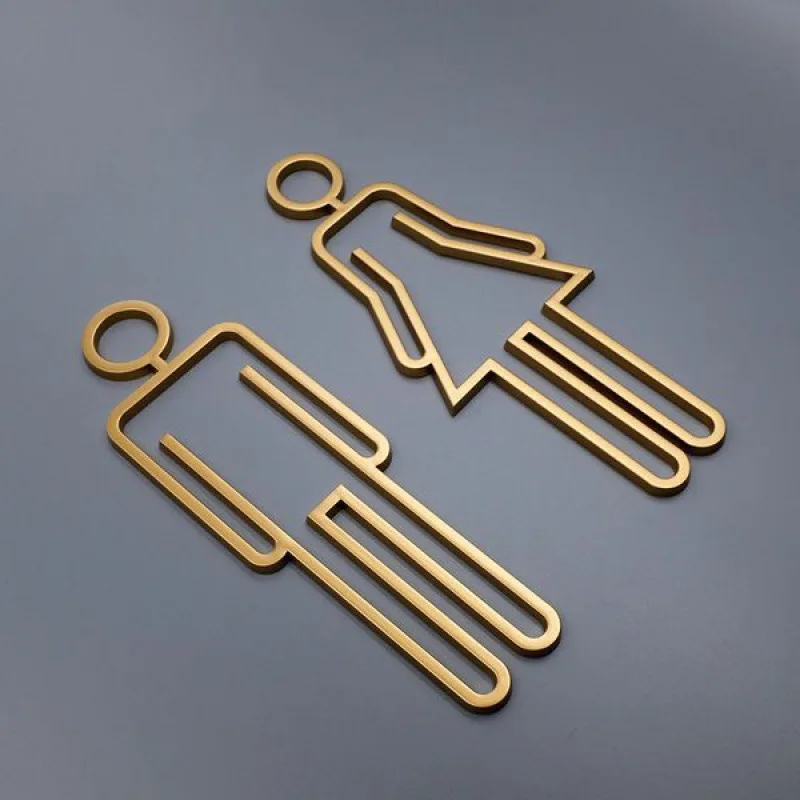 A Set of Three-Dimensional Hollow Out Bathroom Signs Creative Bathroom Door Signs Bathroom Signage Room Living Room Decoration