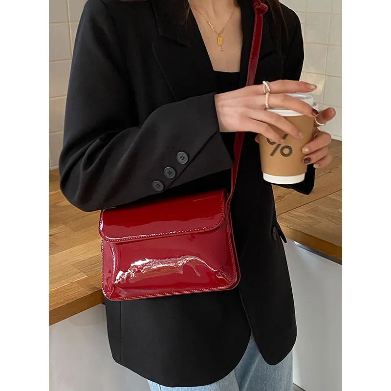 Patent Leather Red Shiny Small Bag New Women Fashion All
