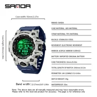 SANDA hommes montre de sport de plein air LED étanche analogique affichage numérique multifonction grand cadran montre-bracelet électronique G style mâle Cloc 5