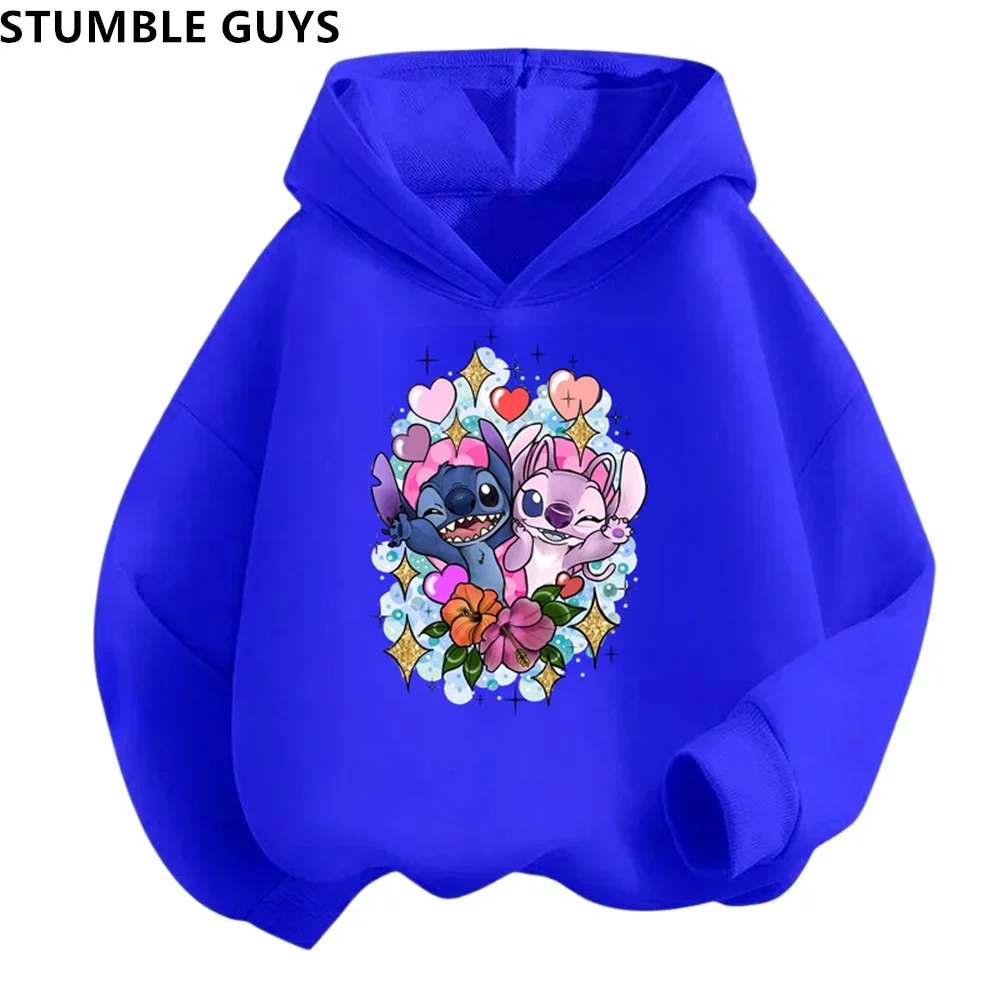 여아용 스티치 후드티 세트, 긴팔, 하라주쿠 풀오버, 디즈니 시리즈, 맨투맨 캐쥬얼 후드 상의, 가을 및 겨울, 신상