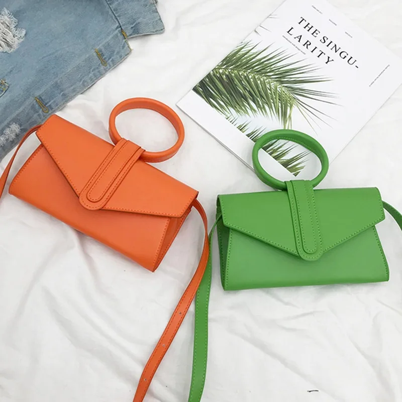 

Small Handbag Retro PU Leather Shoulder Bags for Women Designer Bag Yellow Orange Candy Color Female Mini Crossbody Bag Handbags