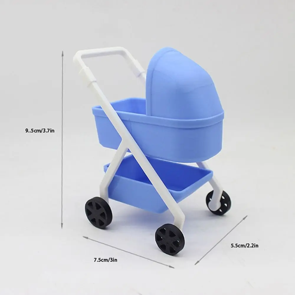 1:12 Dollhouse Baby Stroller Bedroom Scene Decor Miniature Baby Stroller Model Living Ornaments Simulation Baby Bassinet Cart