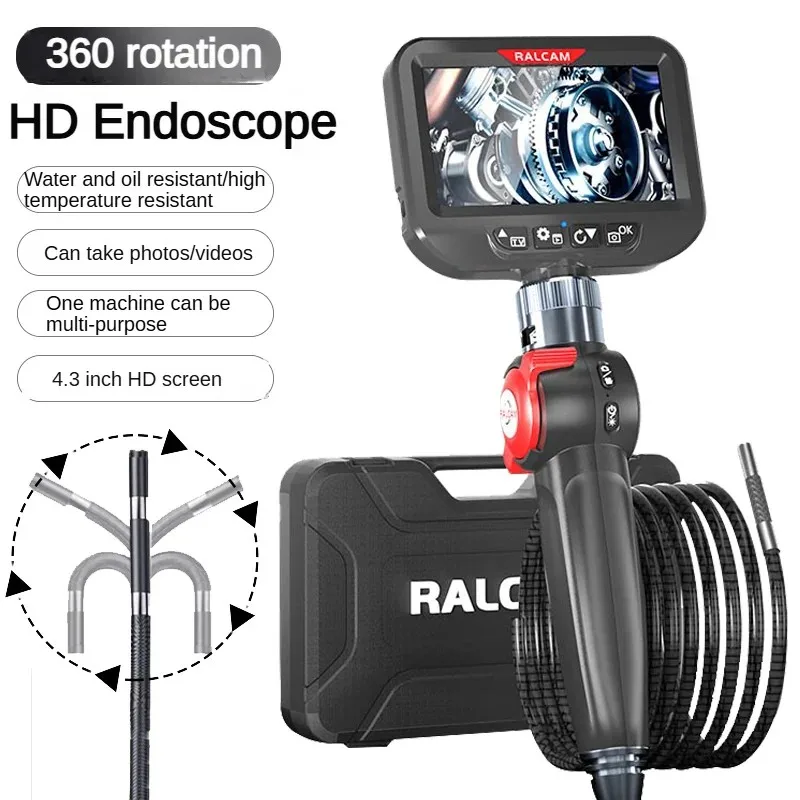 RALCAM H406B 360 °   회전식 내시경 카메라 4.3인치 1080P HD 방수 검사 보어스코프 자동차 엔진 차량용