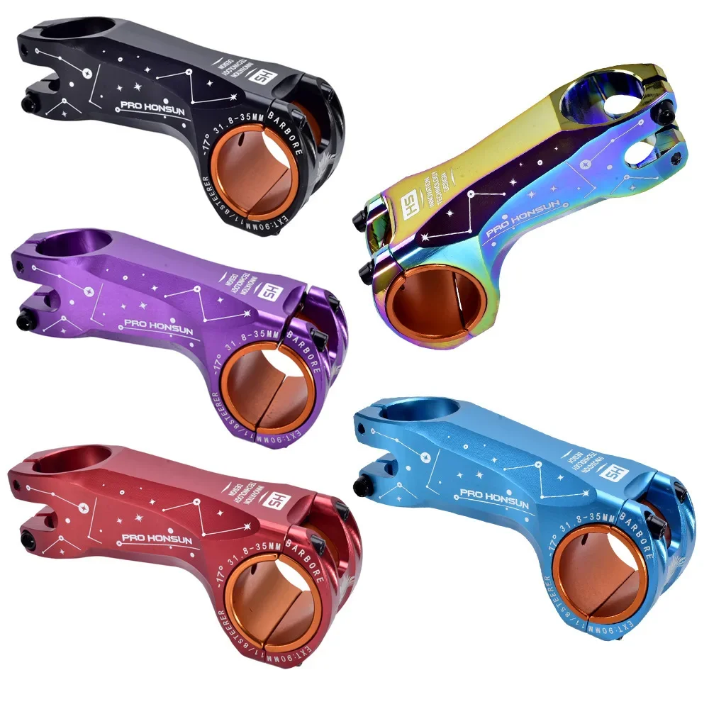 

New mountain bike bike-17 degree stem XC off-road aluminum alloy 35/31.8*90MM colorful riser