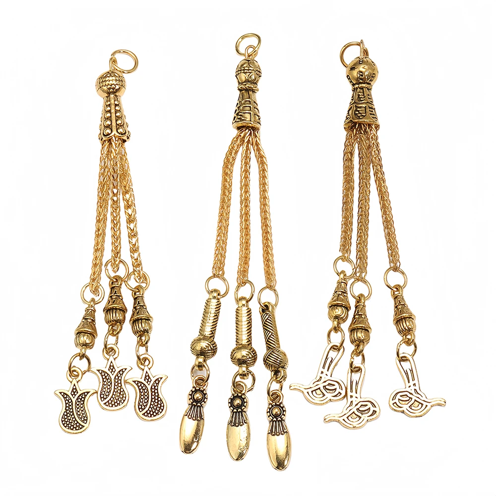 3 Teile/los Alte goldene Mond Sterne Wolf Gebet 33 Quaste Anhänger Für DIY Handgemachte Gebet Perle Stecker Zubehör Entdeckt – Detail 12