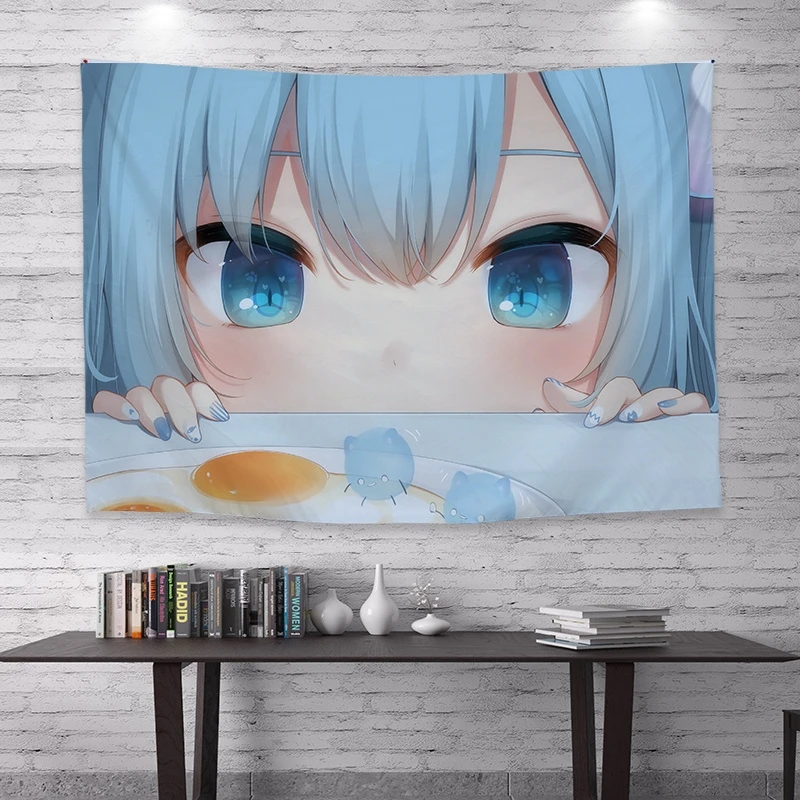 Cartoon Anime Background Cloth Fashion Wall Cloth Cat Ears Girl Wall Tapestry Student Dormitory Home Decoration Bohemia tapestry decor,anime wall decor,wall flag decor