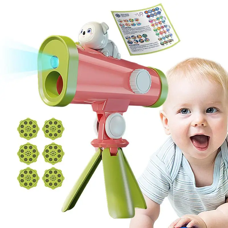 

Projector Toy 2 In 1 Hand-Cranke Story Projector With Tripod Creative Flashlight Projector Developmental Kids Toys Aged 3-7