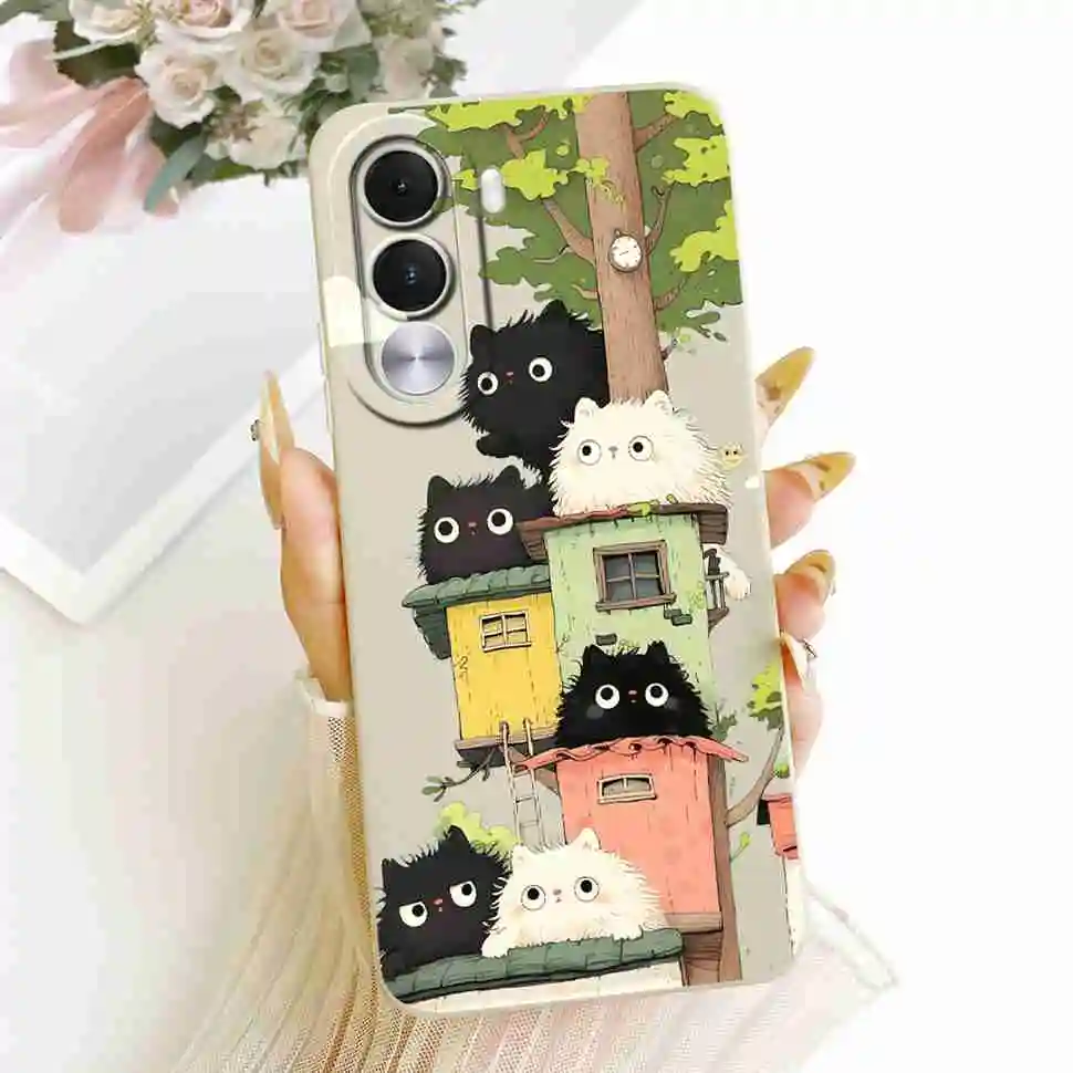 Cartoon Cat & Cute Dog Silicone Back Cover - 6.8 Premium Protective Phone Case