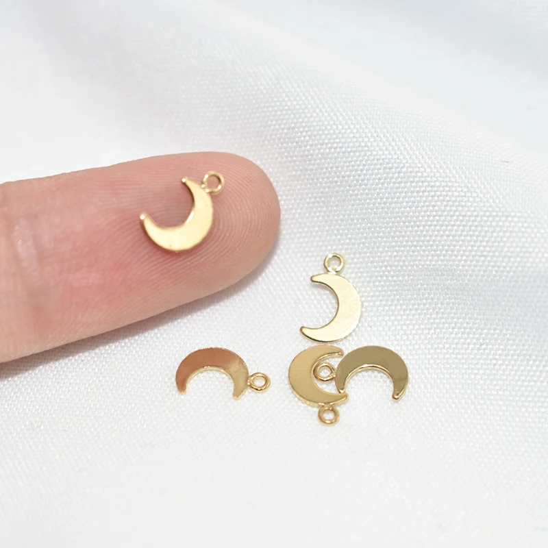 14K Gold Filled Moon Charm Gold Pendant For Bracelet Necklace Earring DIY Accessories Tarnish Resistant Jewelry Findings