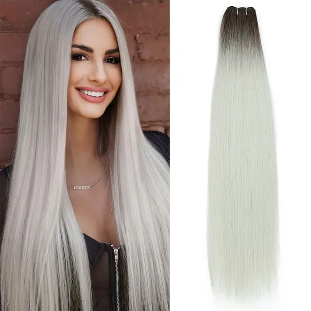 Alibaby cheveux raides paquets Extensions lisse Ombre cheveux tissage 26 pouces longs synthétiques cheveux raides paquets complet jusqu'à fin 150g 1