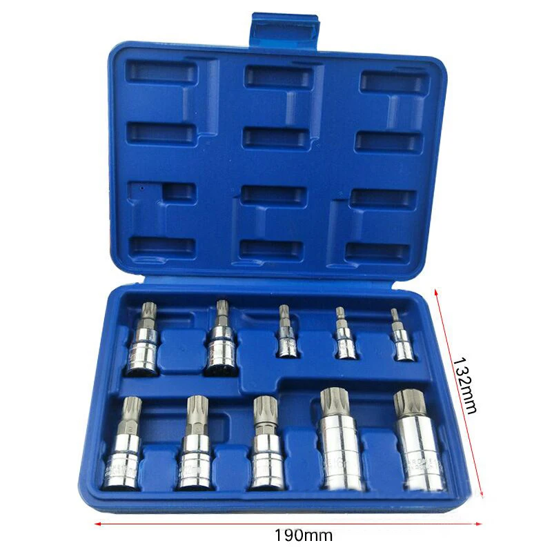 XZN Triple Square Spline Bit Socket Set - 10-Piece M4 To M18, Premium S2 & Cr-V Steel, With Storage Case - View #3