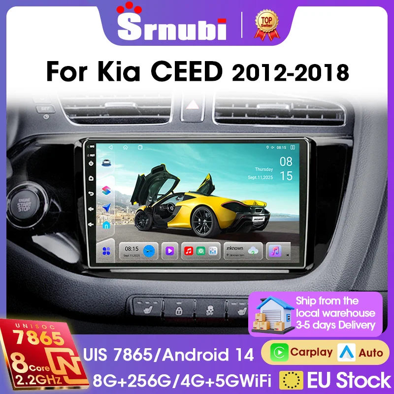 Radio para coche Srnubi de 9 pulgadas para Kia CEED 2 JD 2012 - 2018, Carplay inalámbrico, Android Auto, navegación GPS, reproductor multimedia de vídeo, unidad principal de 2 Din con marco, DSP, soporte de audio, control del volante 1