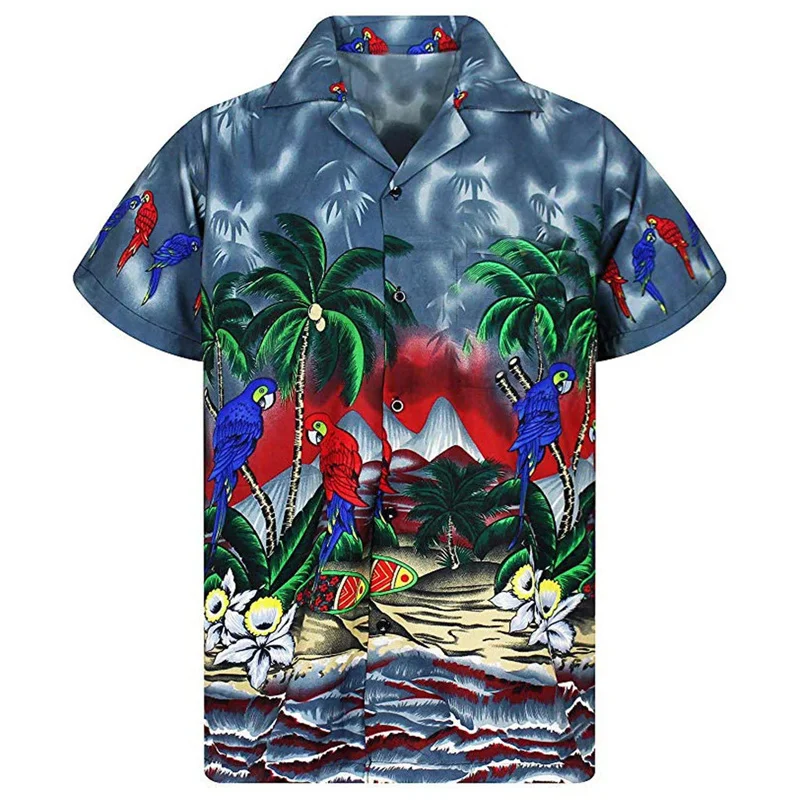 thumbnail image 1 of Camisas hawaianas con estampado de cocoteros para playa, camisas de moda para vacaciones en Hawái con estampado 3D para hombres, ropa de calle, blusa con solapa Y2k, 1 of 5