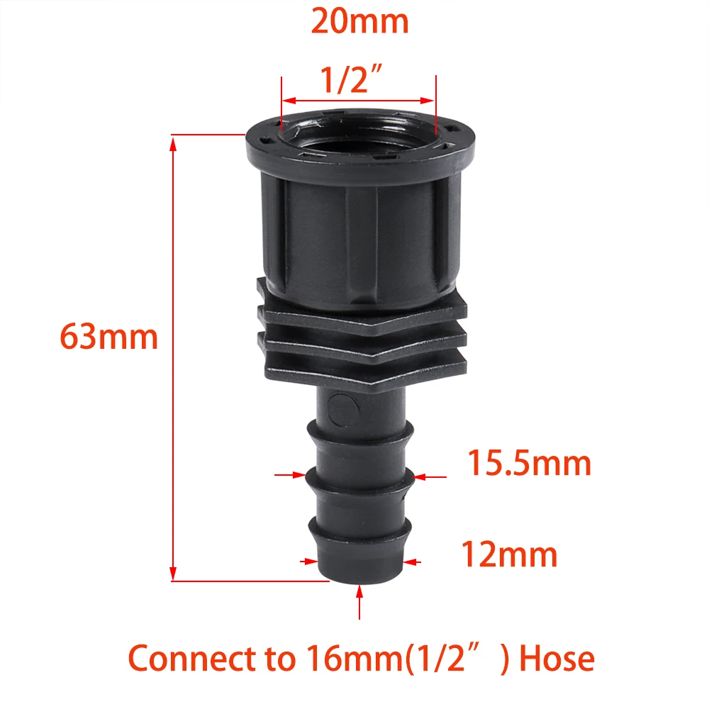 1/2 3/4 Female Male Thread To 1/2 3/4 1 Inch Hose Connector 16mm 20mm 25mm Plastic Hose Fitting Irrigation Pipe Fitt hose connector