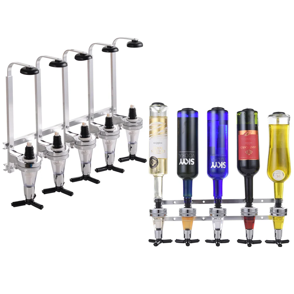 Wall-Mounted 4 5 6 Bottle Liquor Dispenser Bar Butler Bracket For Alcohol Drink Whiskey Beverage 4-6 Shot Wine Dispenser Holder