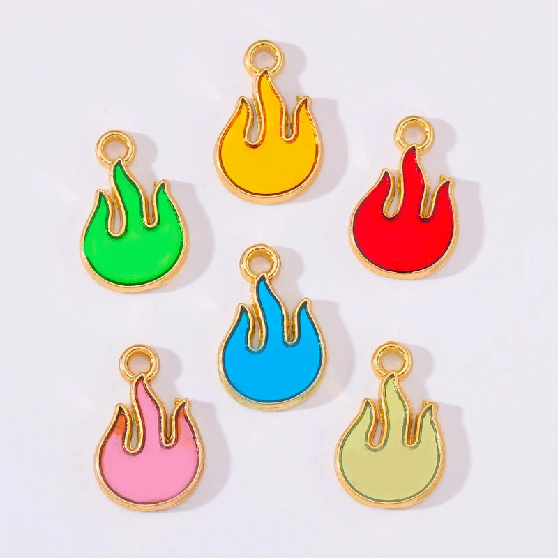 

10Pcs 10*16MM Enamel Drip Oil Mini Earring Necklace Pendant Creative Flame Fashion Bracelet Accessories Diy Charm Jewelry Making