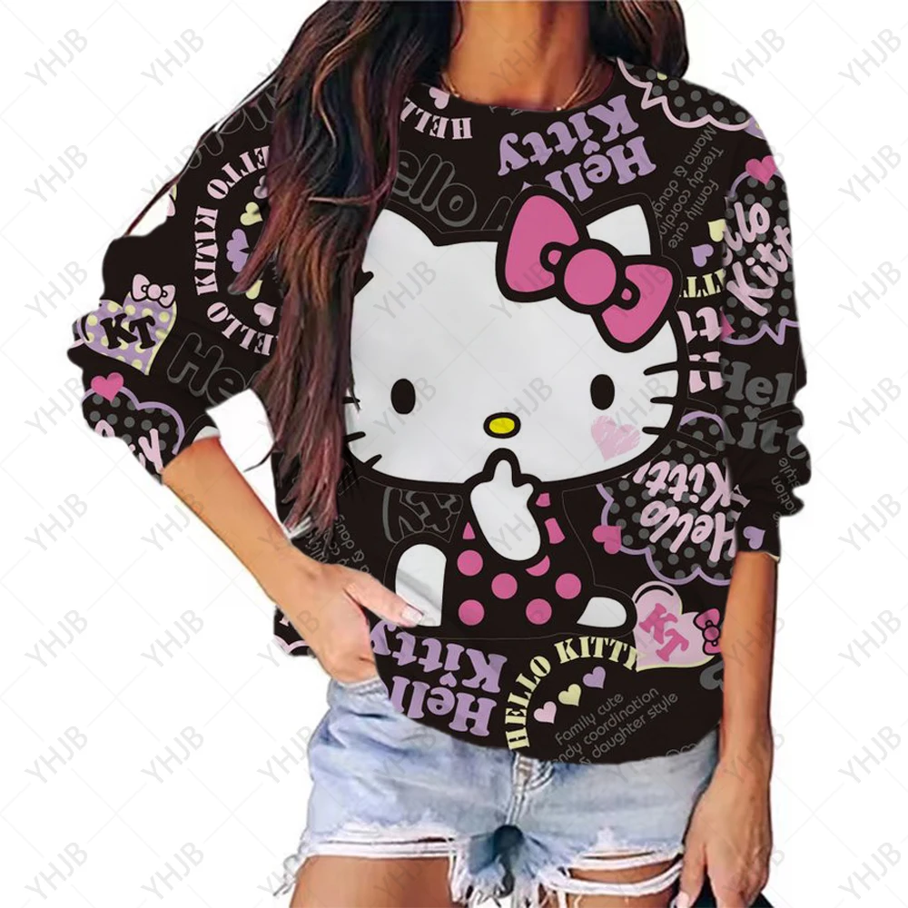 

2023 Autumn New Product Women's New Fashion and Casual Versatile Round Neck Long Sleeve Hello Kitty print Sweater