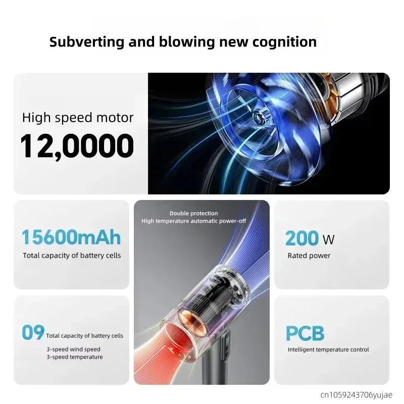 Stylish Cordless Hair Dryer for Dorm/Travel Negative Ion Hair Care Silent Hair Dryer USB Convenient Charging blow dryer 6