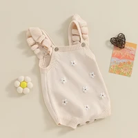 ma&baby 0-24M Newborn Infant Toddler Baby Girl Romper Floral Embroidery Knit Jumpsuit Sleeveless Overalls Summer Clothes 4