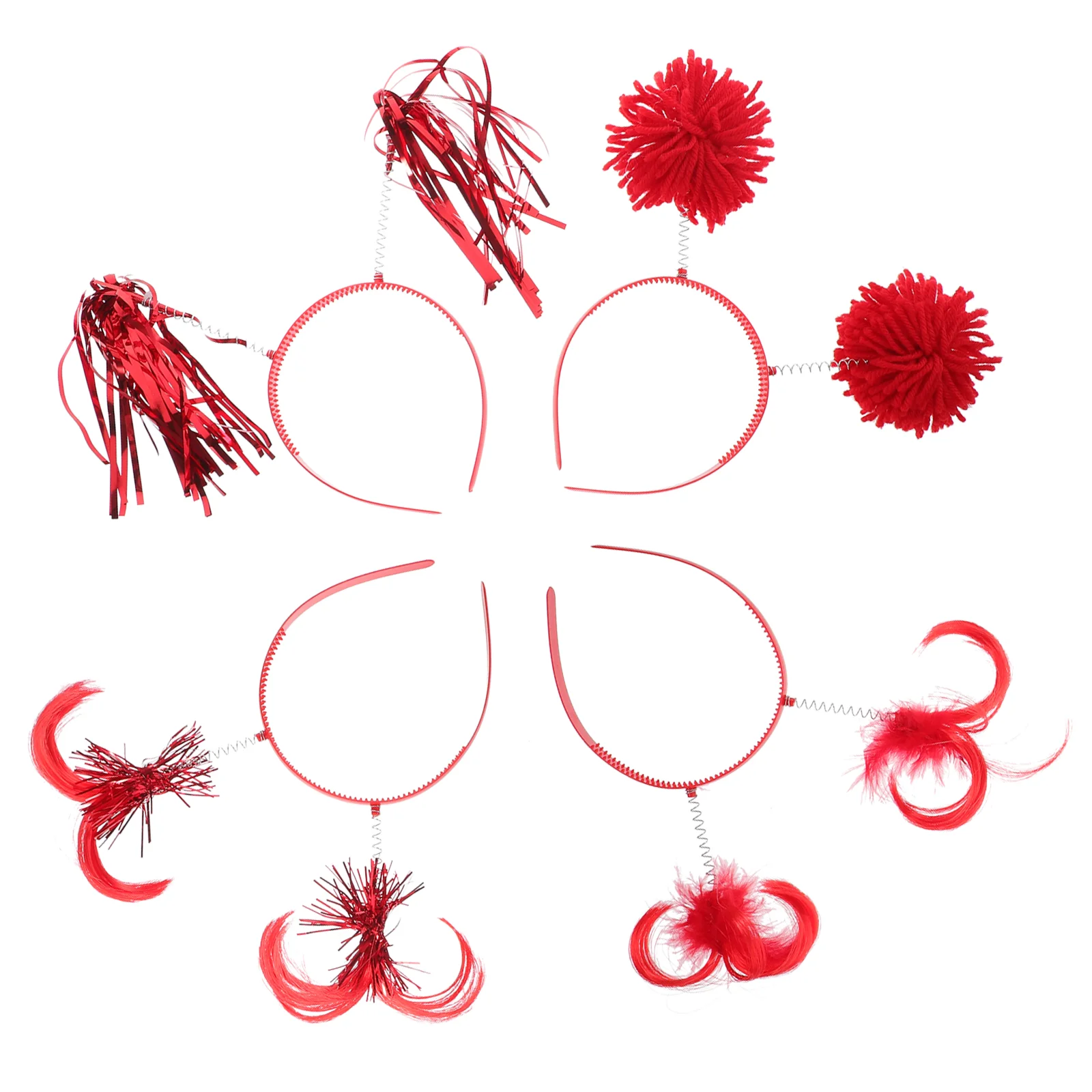 

4pcs Pom Pom Headbands Ponytails Bopper Headbands Birthday Party Headwear Women Accessories